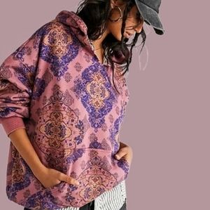 Veveret Washed Paisley Printed Hoodie - Overside